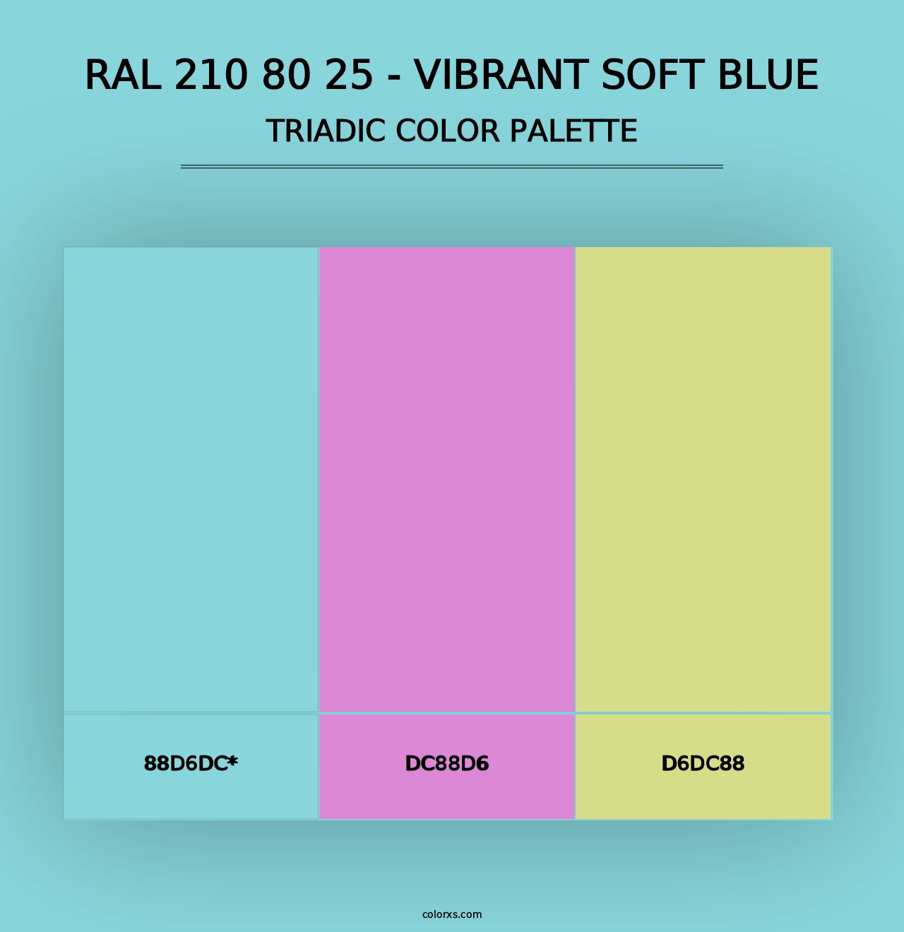 RAL 210 80 25 - Vibrant Soft Blue - Triadic Color Palette