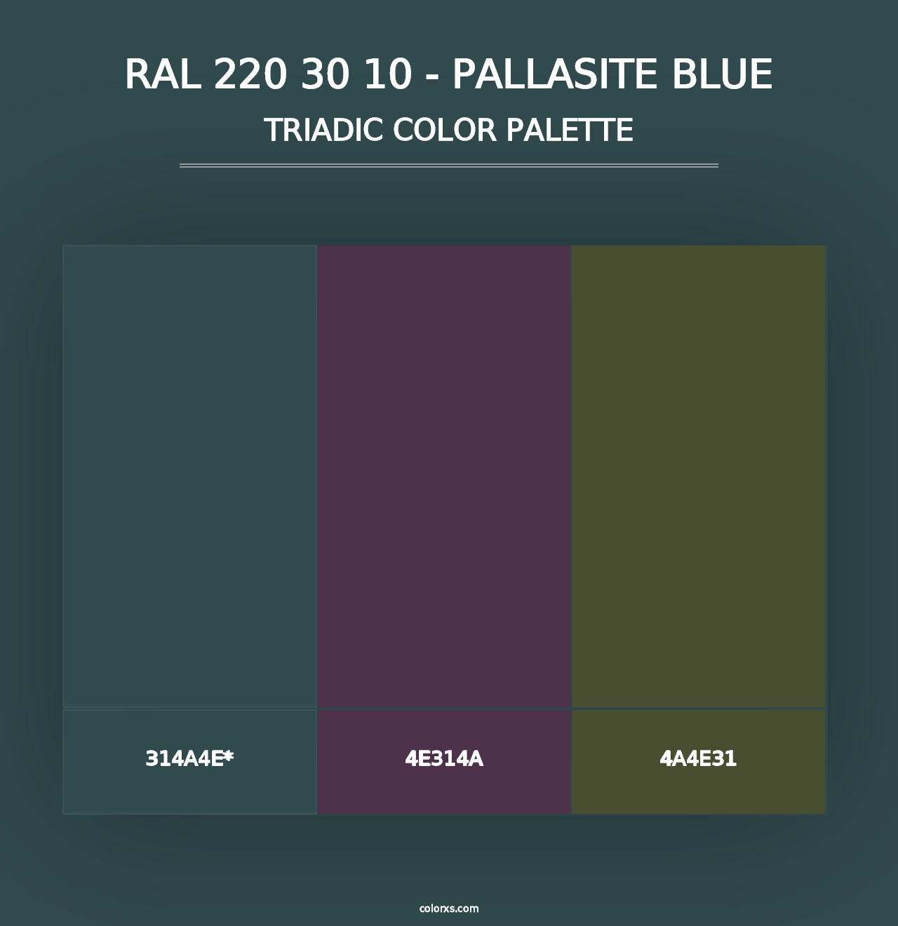 RAL 220 30 10 - Pallasite Blue - Triadic Color Palette