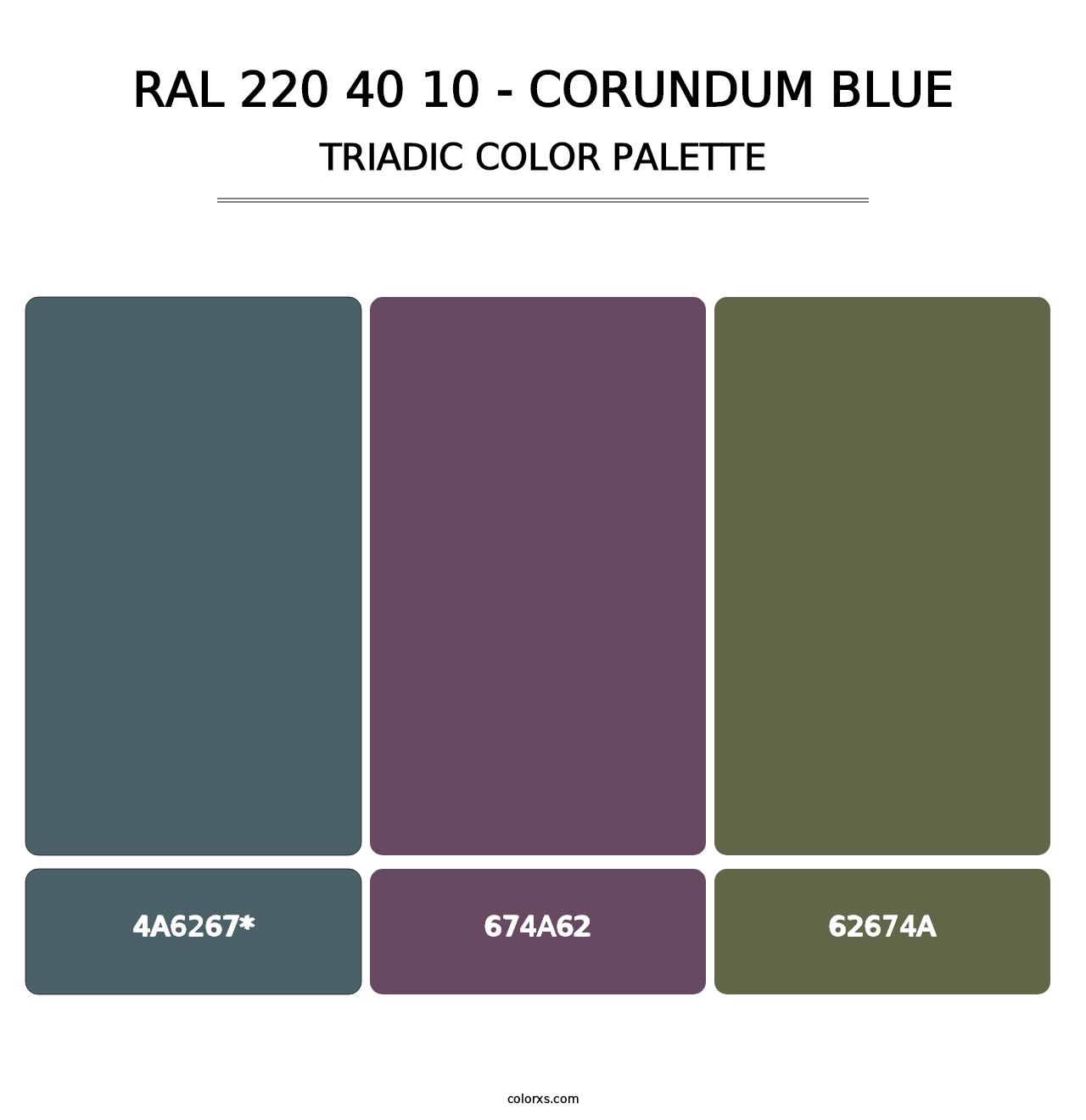 RAL 220 40 10 - Corundum Blue - Triadic Color Palette