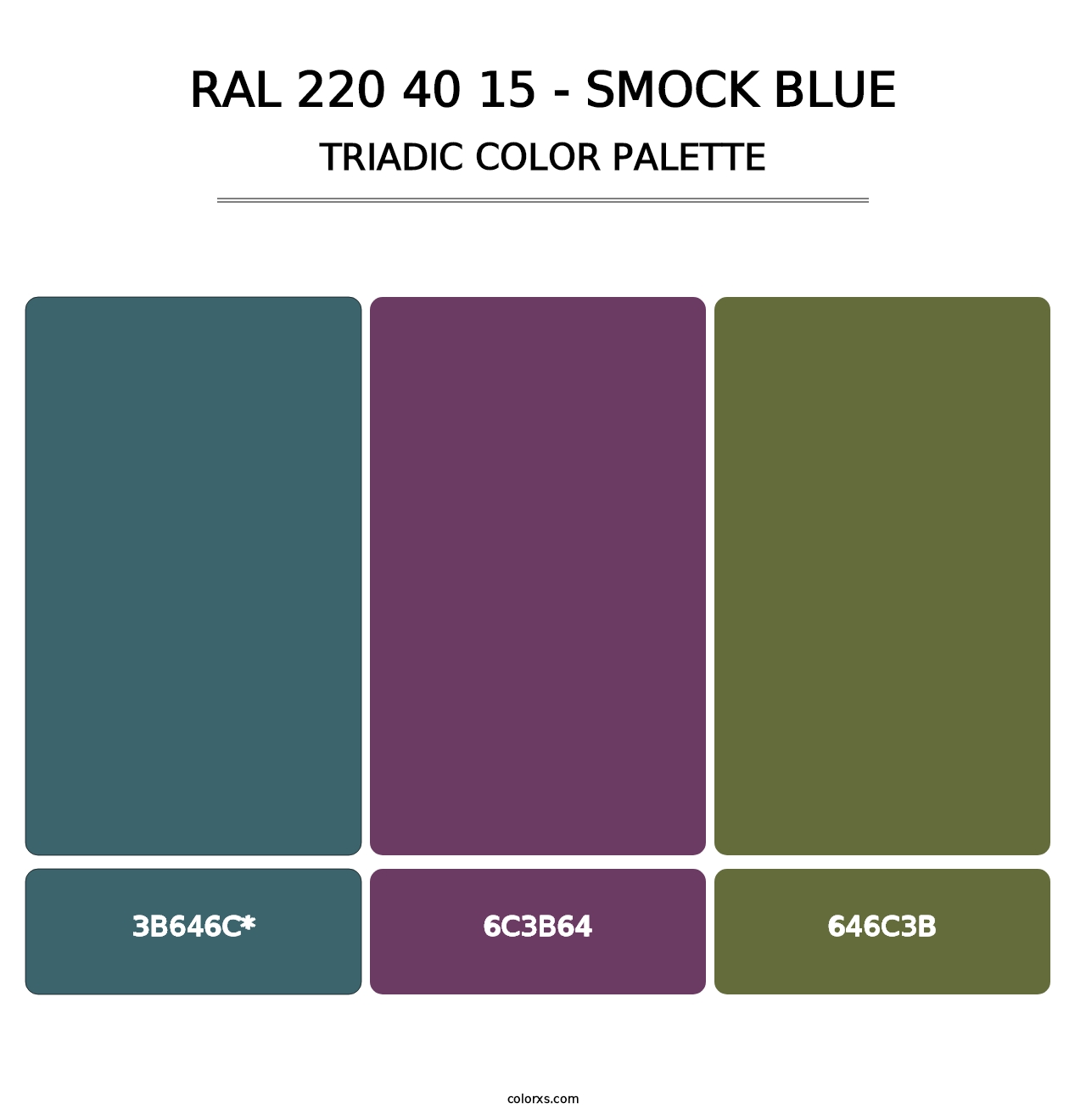 RAL 220 40 15 - Smock Blue - Triadic Color Palette