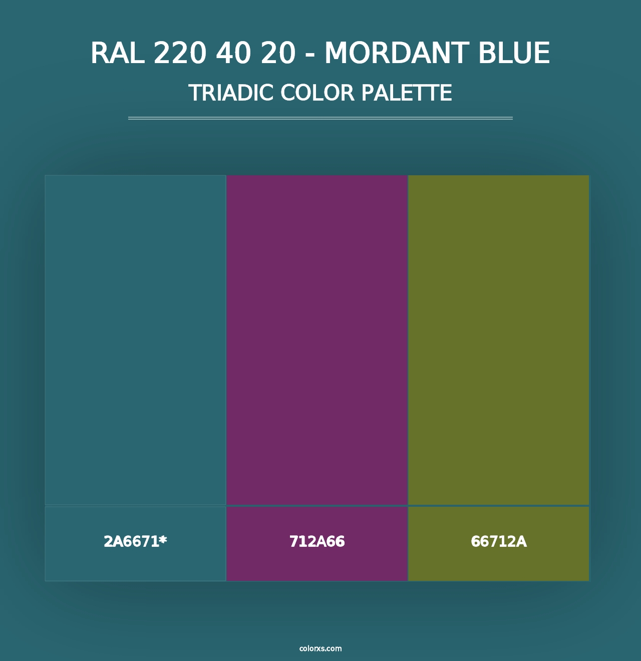 RAL 220 40 20 - Mordant Blue - Triadic Color Palette