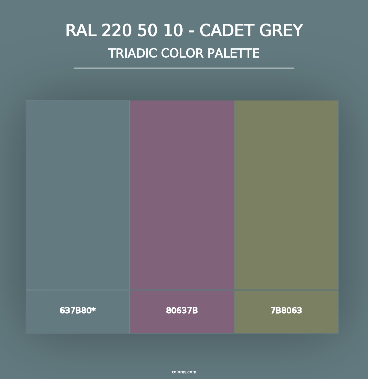 RAL 220 50 10 - Cadet Grey - Triadic Color Palette