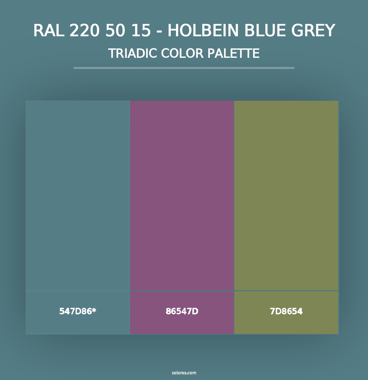 RAL 220 50 15 - Holbein Blue Grey - Triadic Color Palette