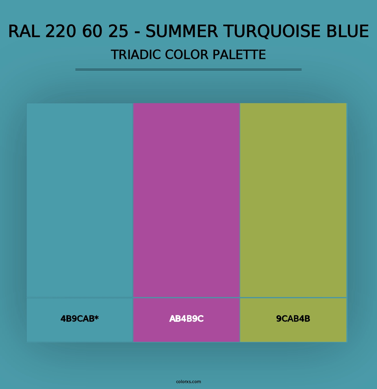 RAL 220 60 25 - Summer Turquoise Blue - Triadic Color Palette