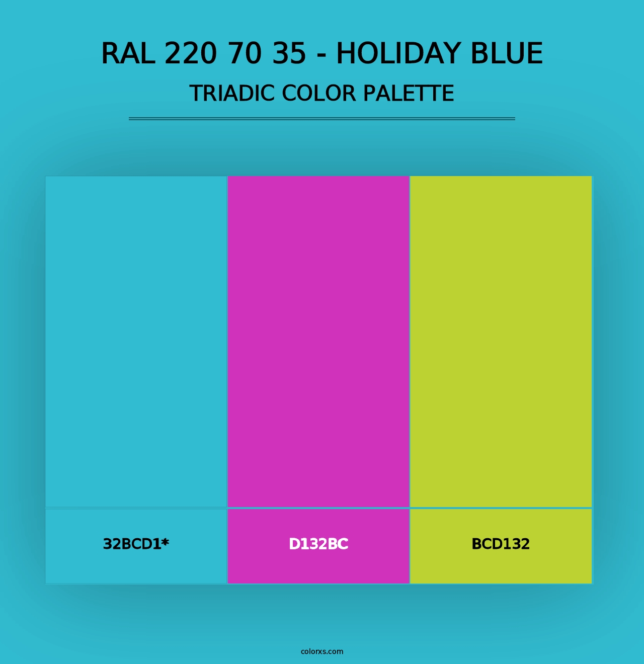 RAL 220 70 35 - Holiday Blue - Triadic Color Palette