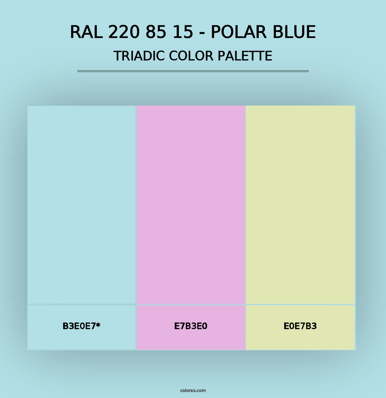 RAL 220 85 15 - Polar Blue - Triadic Color Palette