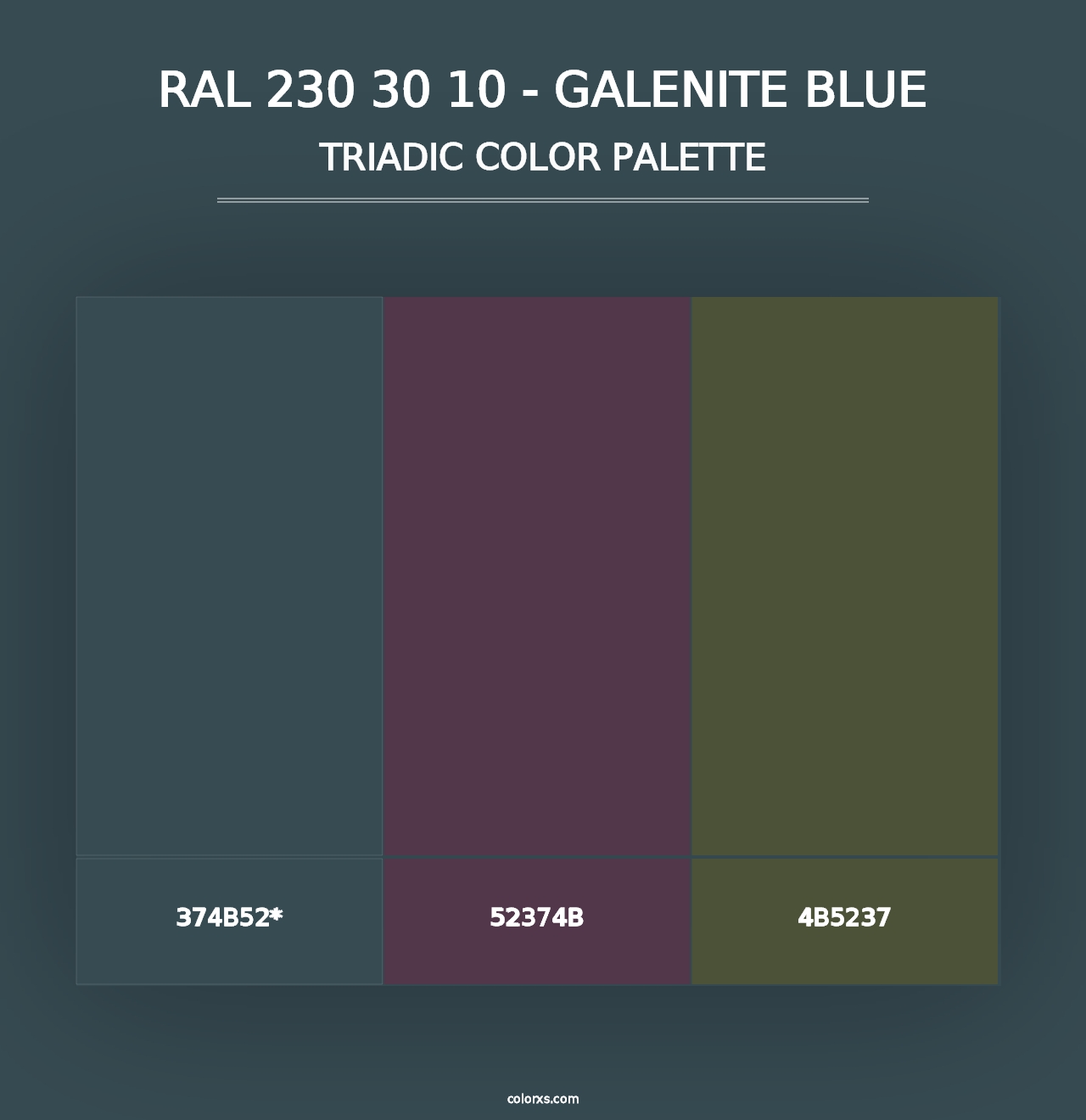 RAL 230 30 10 - Galenite Blue - Triadic Color Palette