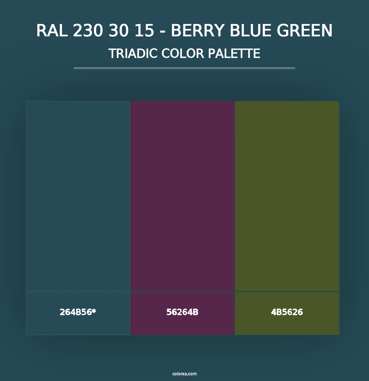 RAL 230 30 15 - Berry Blue Green - Triadic Color Palette