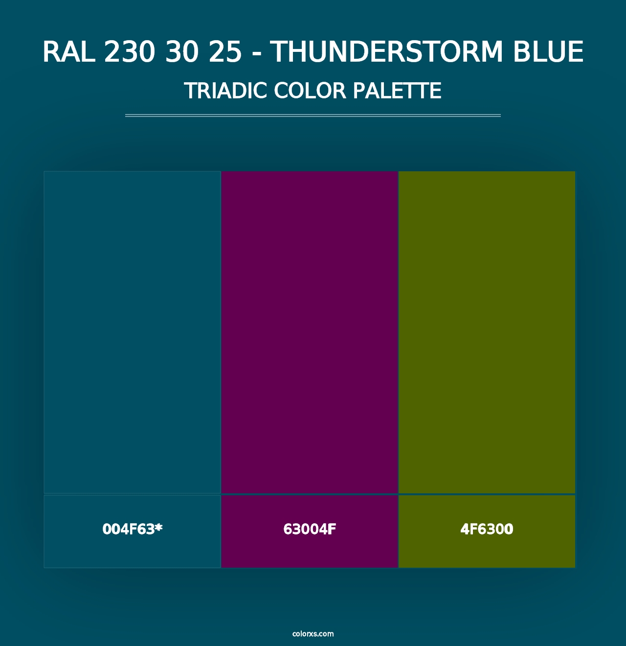 RAL 230 30 25 - Thunderstorm Blue - Triadic Color Palette