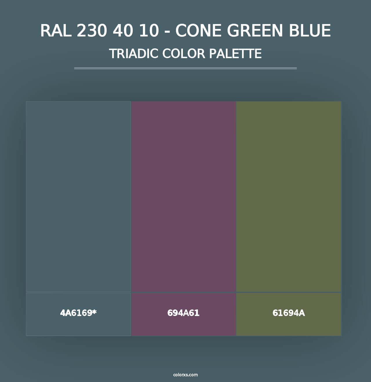 RAL 230 40 10 - Cone Green Blue - Triadic Color Palette