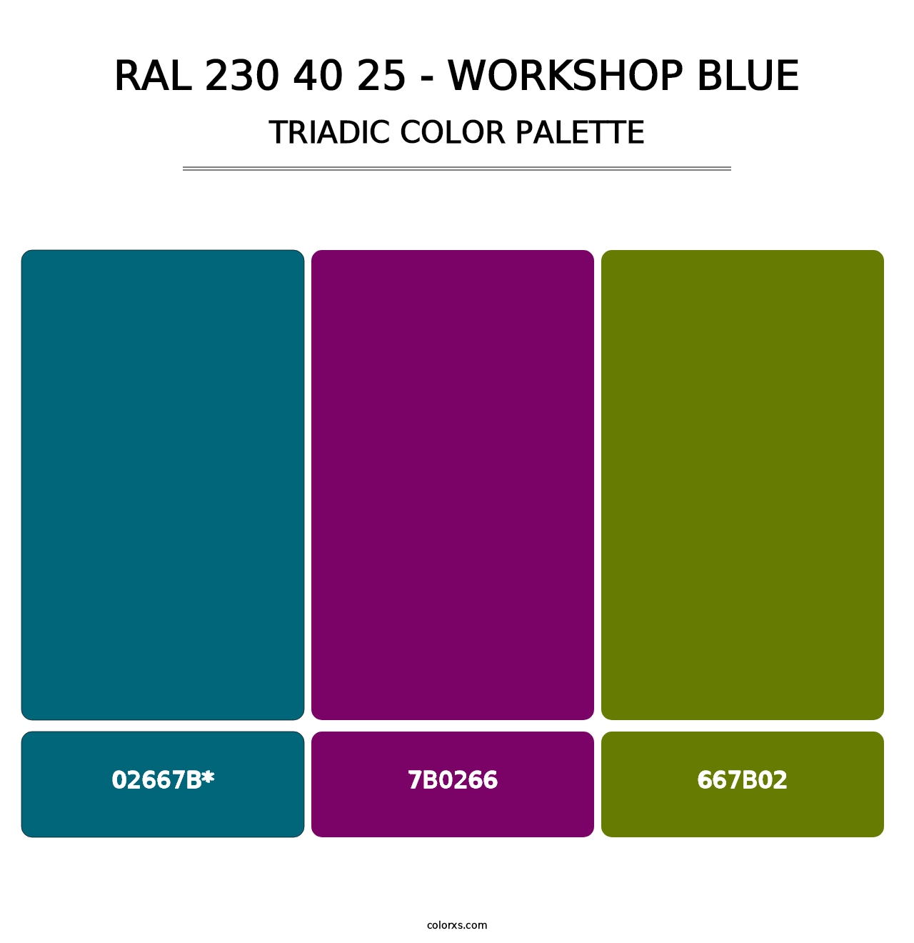 RAL 230 40 25 - Workshop Blue - Triadic Color Palette