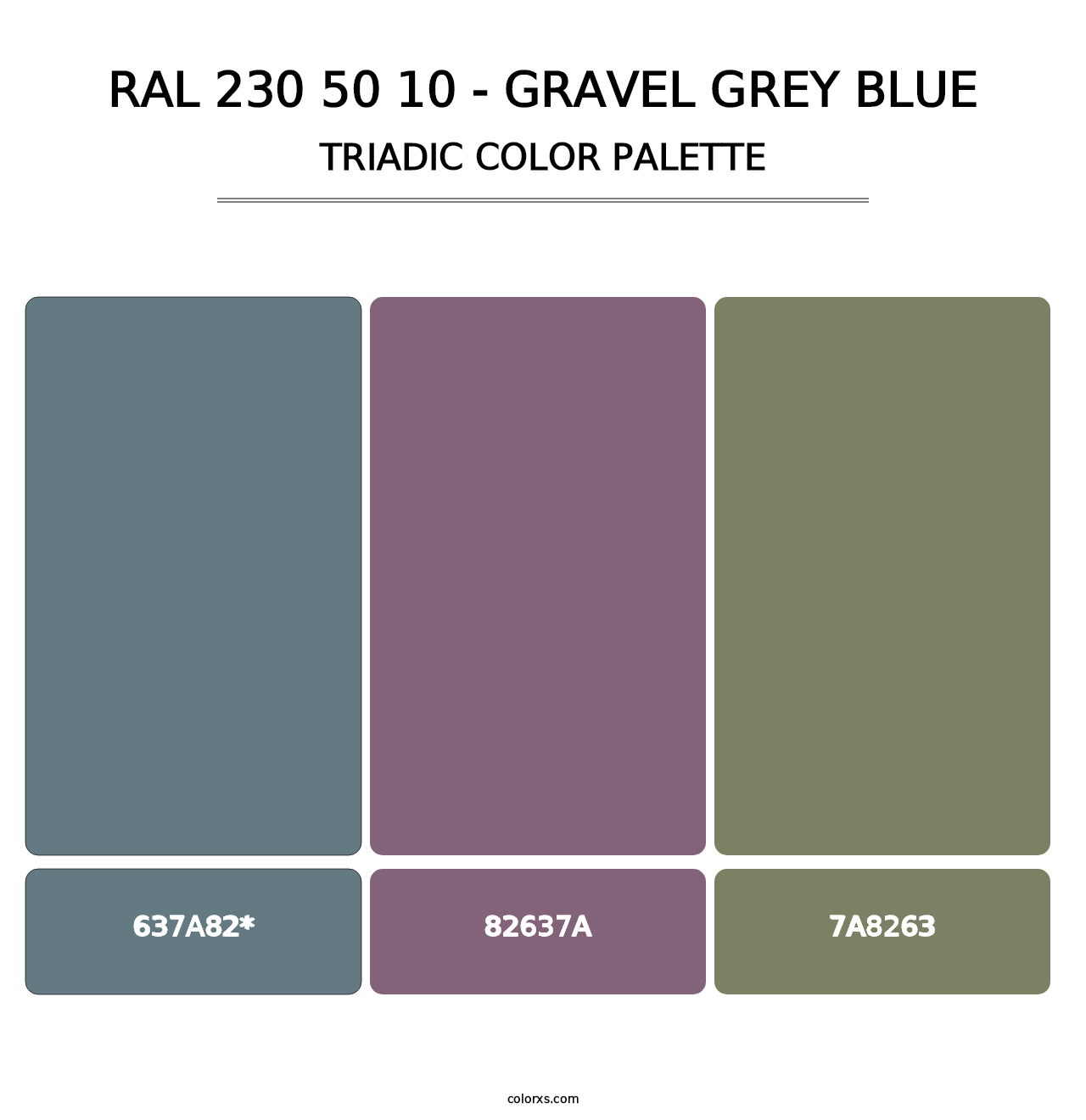 RAL 230 50 10 - Gravel Grey Blue - Triadic Color Palette