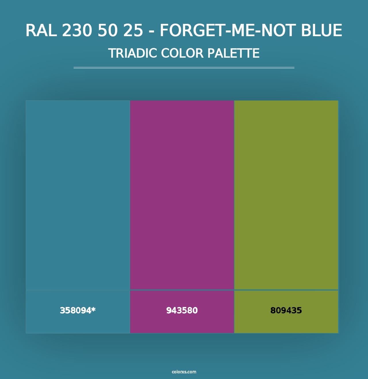 RAL 230 50 25 - Forget-Me-Not Blue - Triadic Color Palette