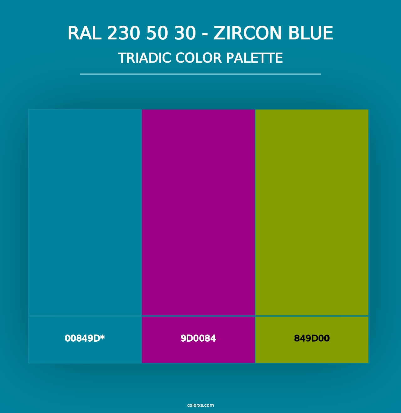 RAL 230 50 30 - Zircon Blue - Triadic Color Palette