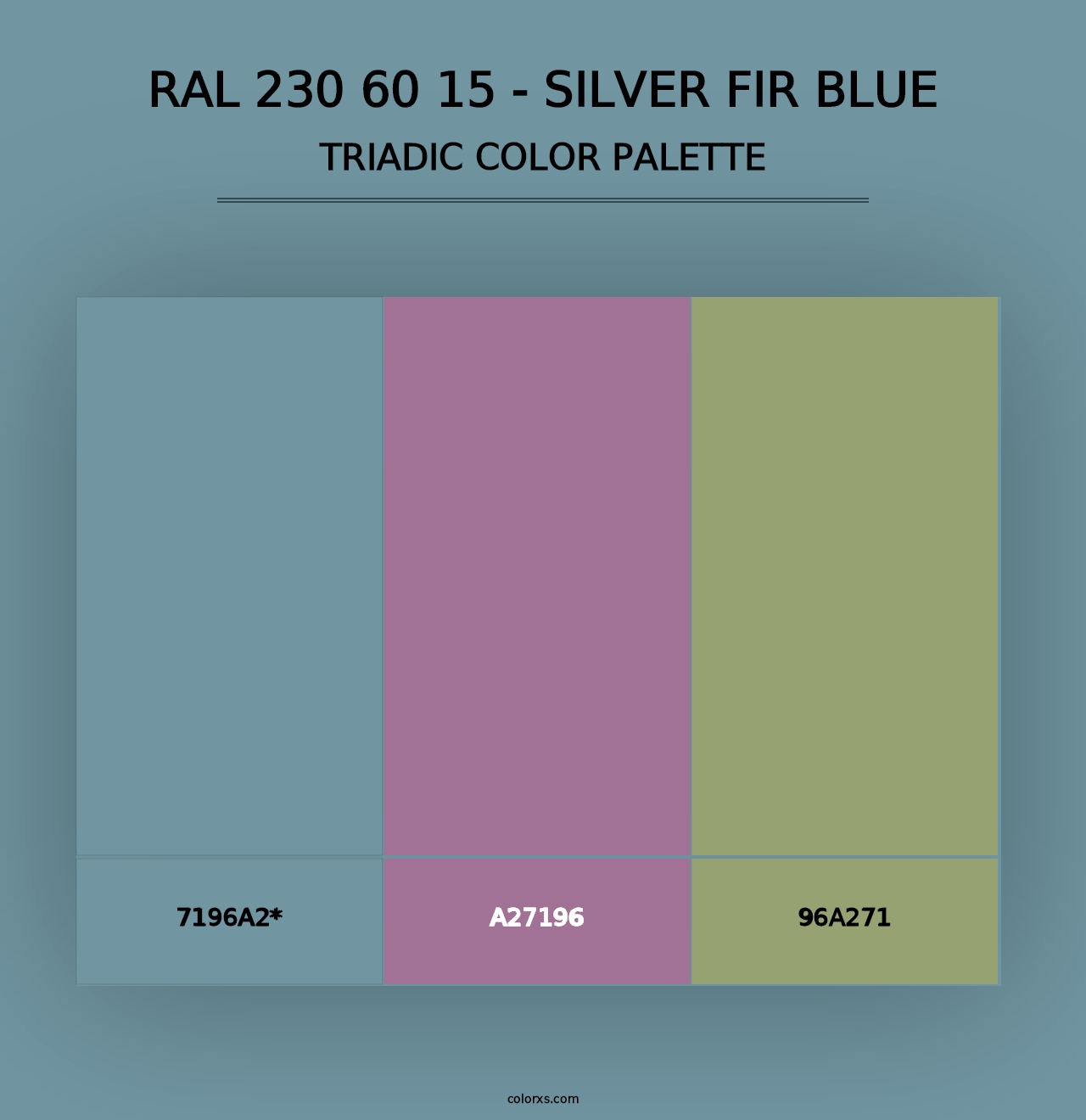 RAL 230 60 15 - Silver Fir Blue - Triadic Color Palette