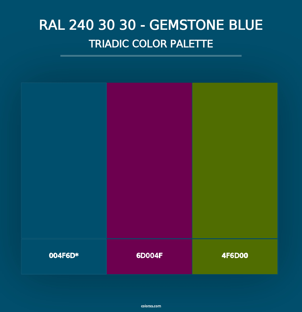 RAL 240 30 30 - Gemstone Blue - Triadic Color Palette