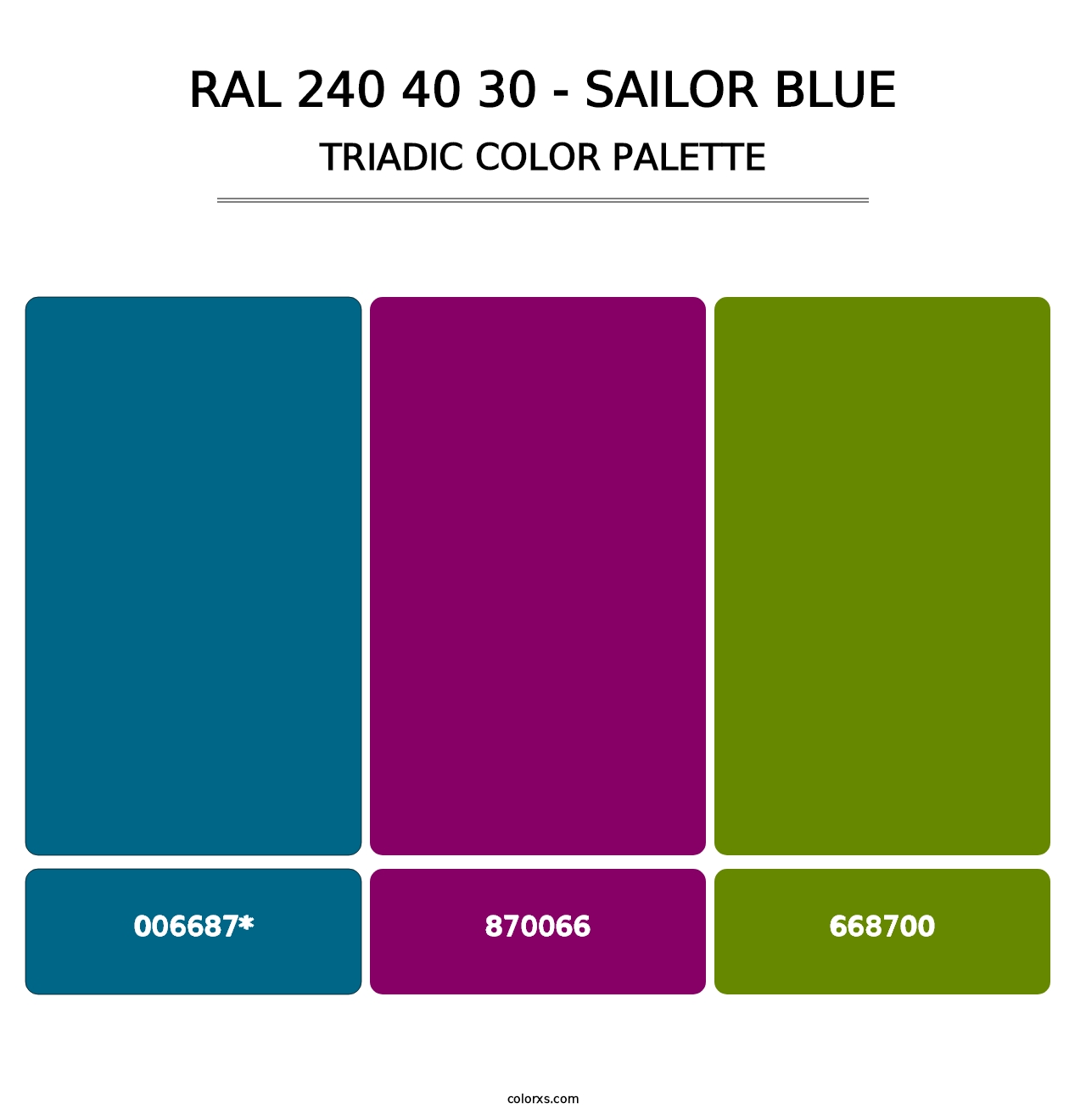 RAL 240 40 30 - Sailor Blue - Triadic Color Palette