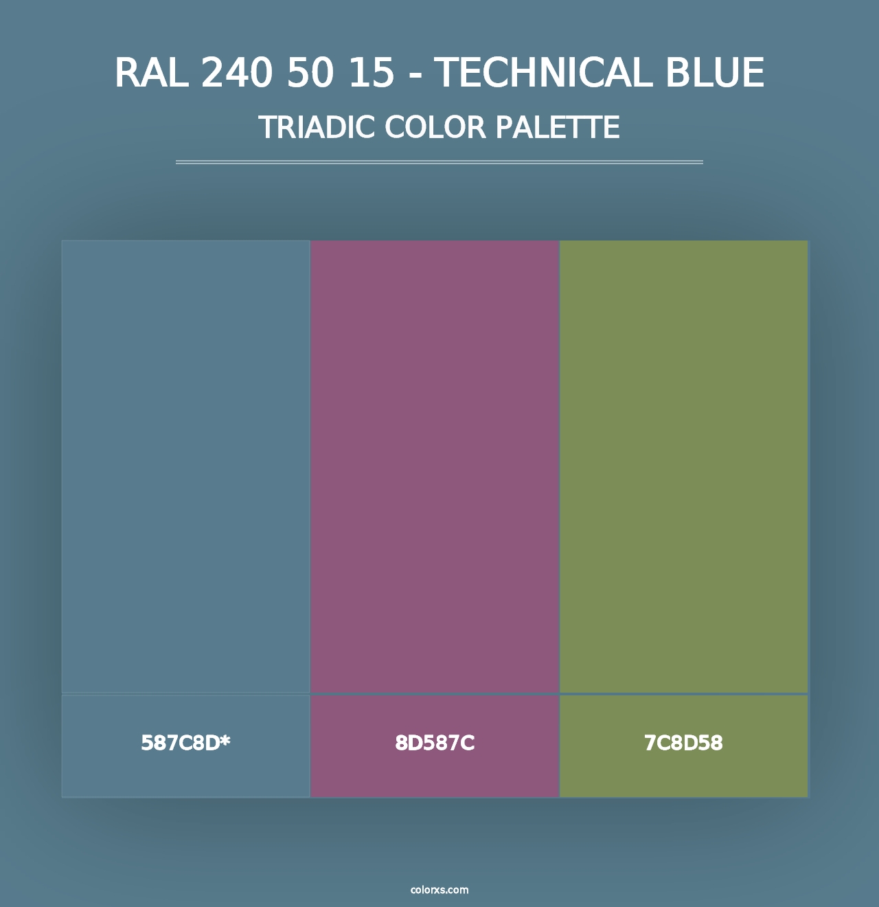 RAL 240 50 15 - Technical Blue - Triadic Color Palette