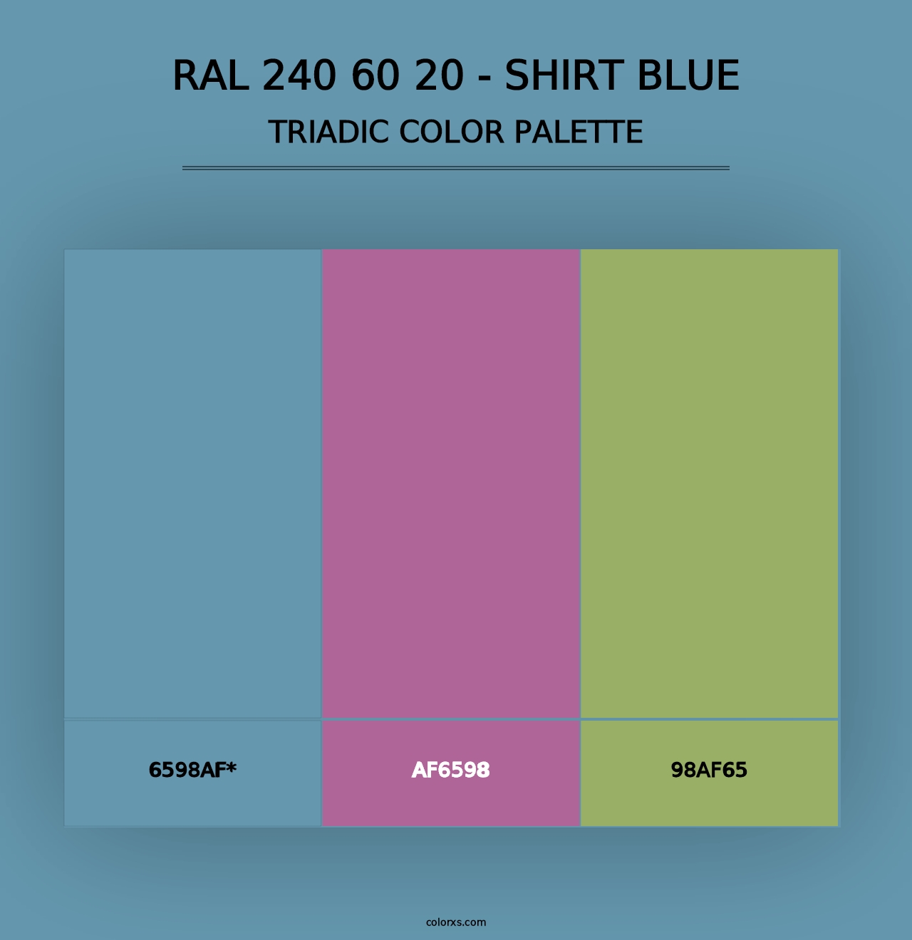 RAL 240 60 20 - Shirt Blue - Triadic Color Palette