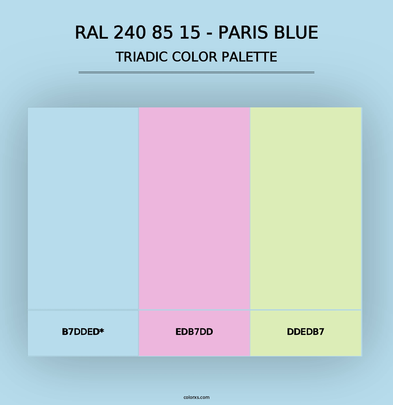 RAL 240 85 15 - Paris Blue - Triadic Color Palette