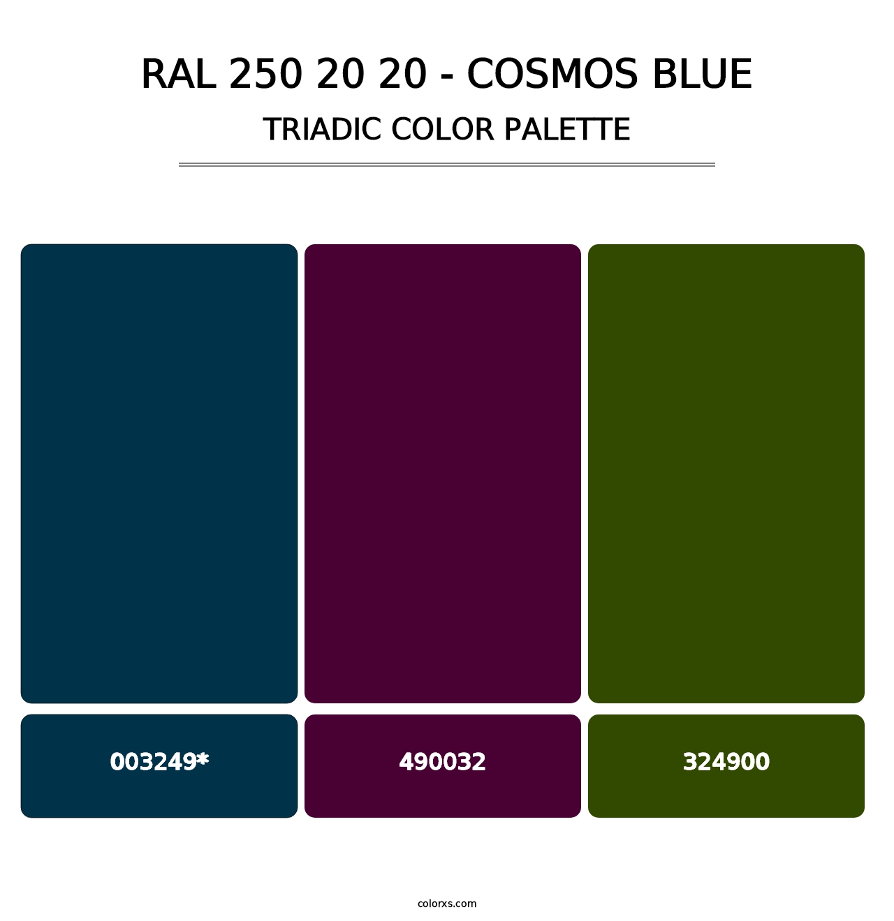 RAL 250 20 20 - Cosmos Blue - Triadic Color Palette