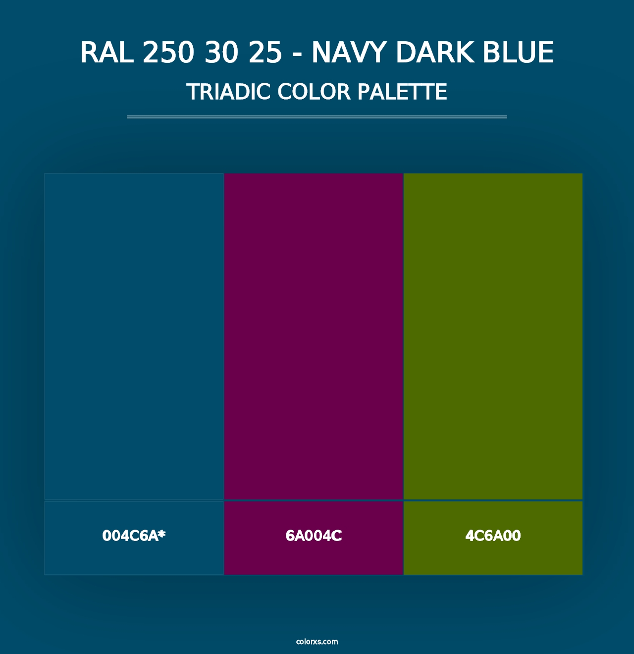 RAL 250 30 25 - Navy Dark Blue - Triadic Color Palette