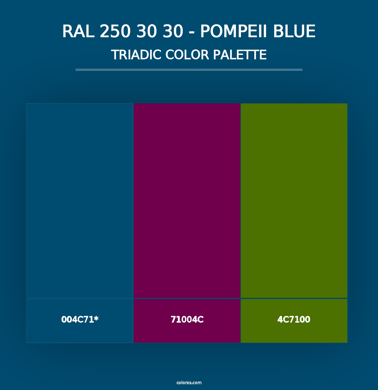 RAL 250 30 30 - Pompeii Blue - Triadic Color Palette