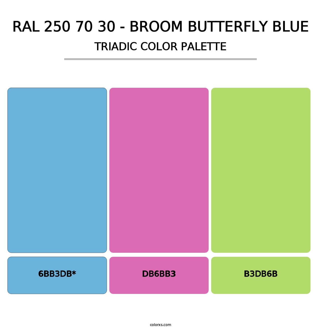 RAL 250 70 30 - Broom Butterfly Blue - Triadic Color Palette