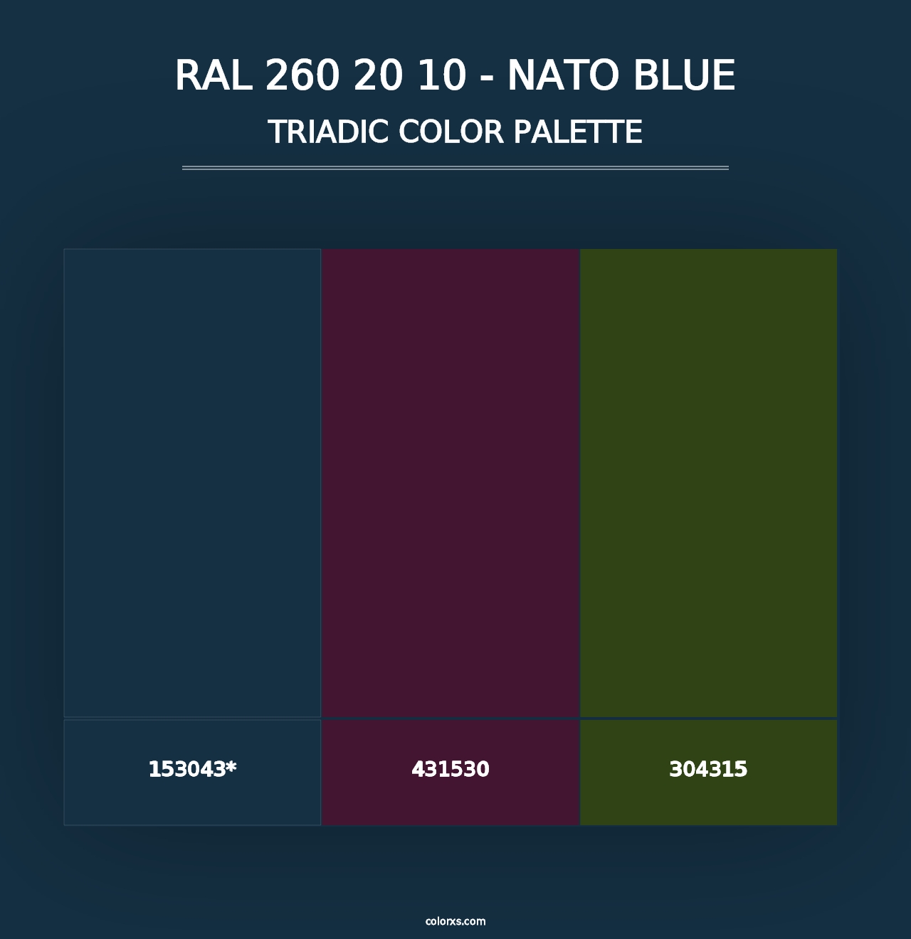 RAL 260 20 10 - Nato Blue - Triadic Color Palette