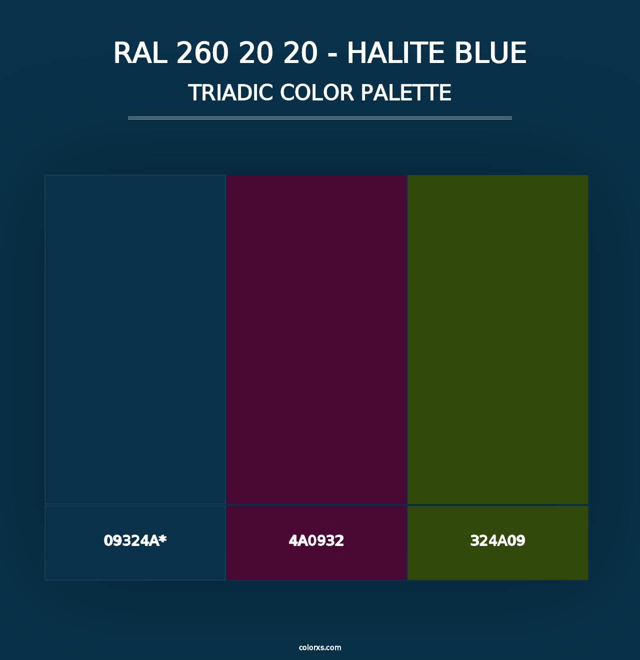 RAL 260 20 20 - Halite Blue - Triadic Color Palette