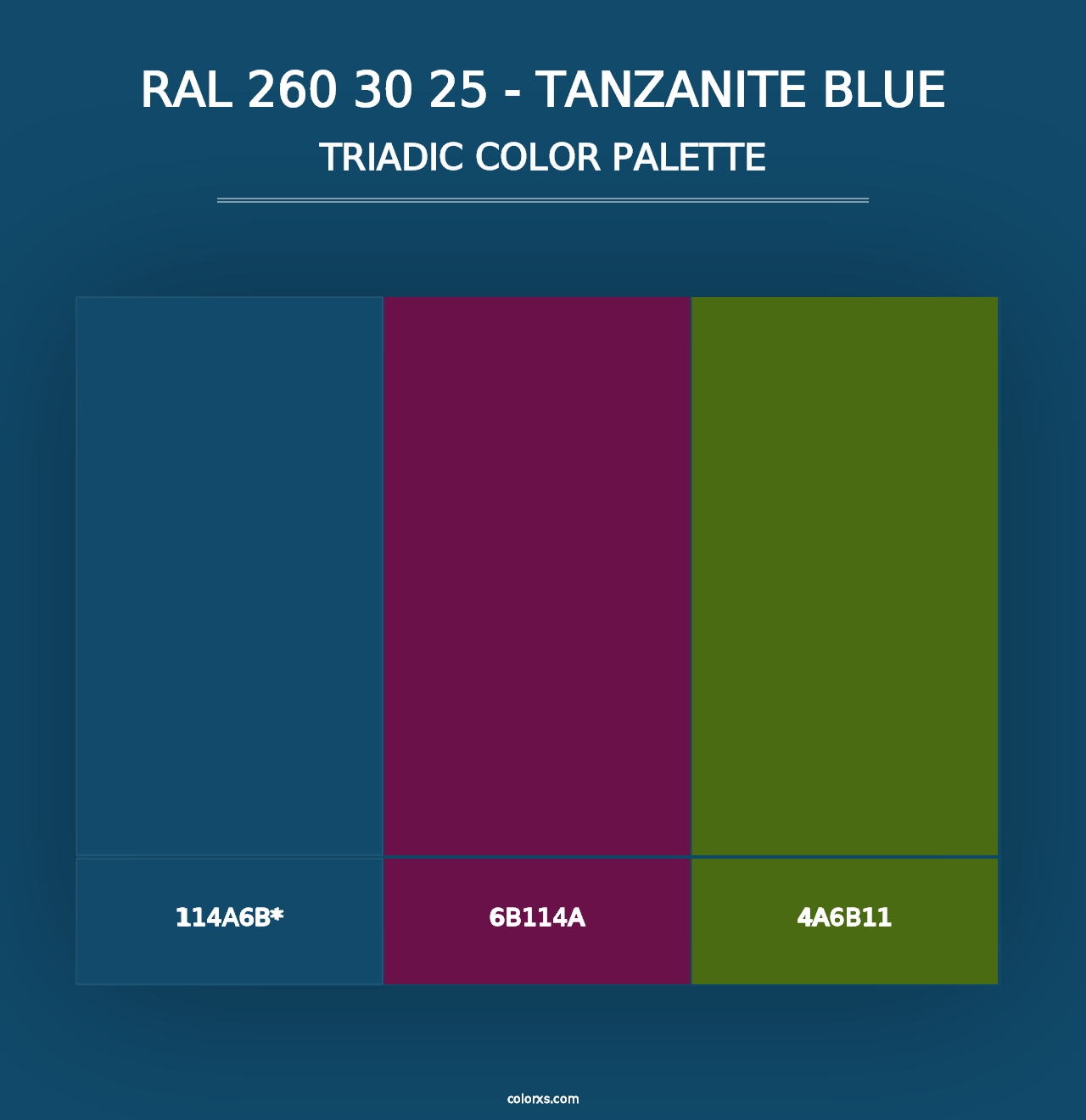 RAL 260 30 25 - Tanzanite Blue - Triadic Color Palette