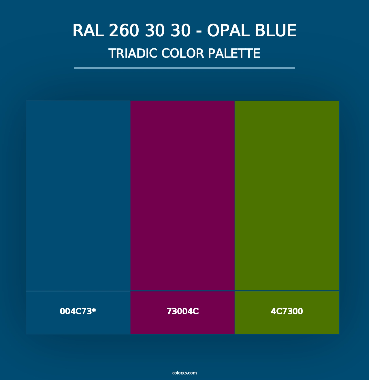 RAL 260 30 30 - Opal Blue - Triadic Color Palette