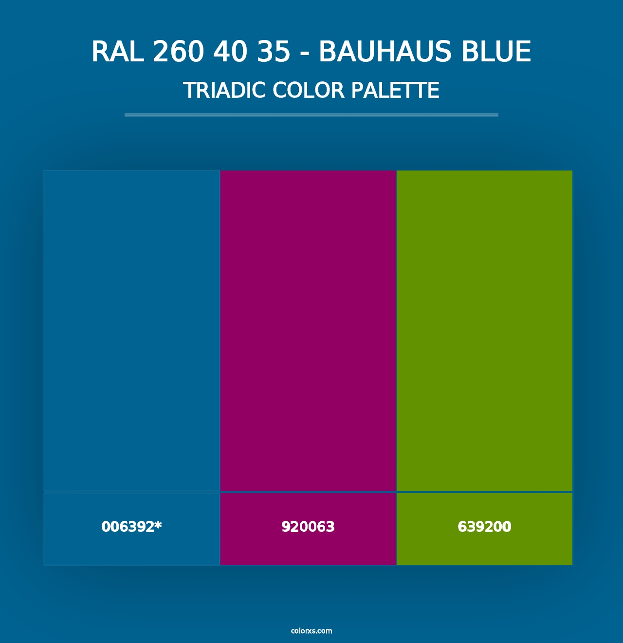 RAL 260 40 35 - Bauhaus Blue - Triadic Color Palette