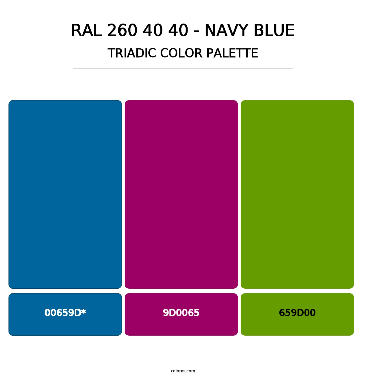 RAL 260 40 40 - Navy Blue - Triadic Color Palette