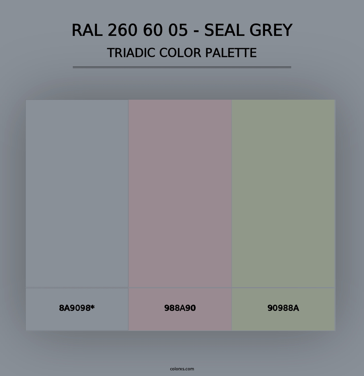 RAL 260 60 05 - Seal Grey - Triadic Color Palette