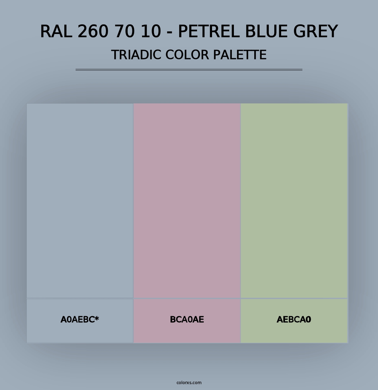 RAL 260 70 10 - Petrel Blue Grey - Triadic Color Palette