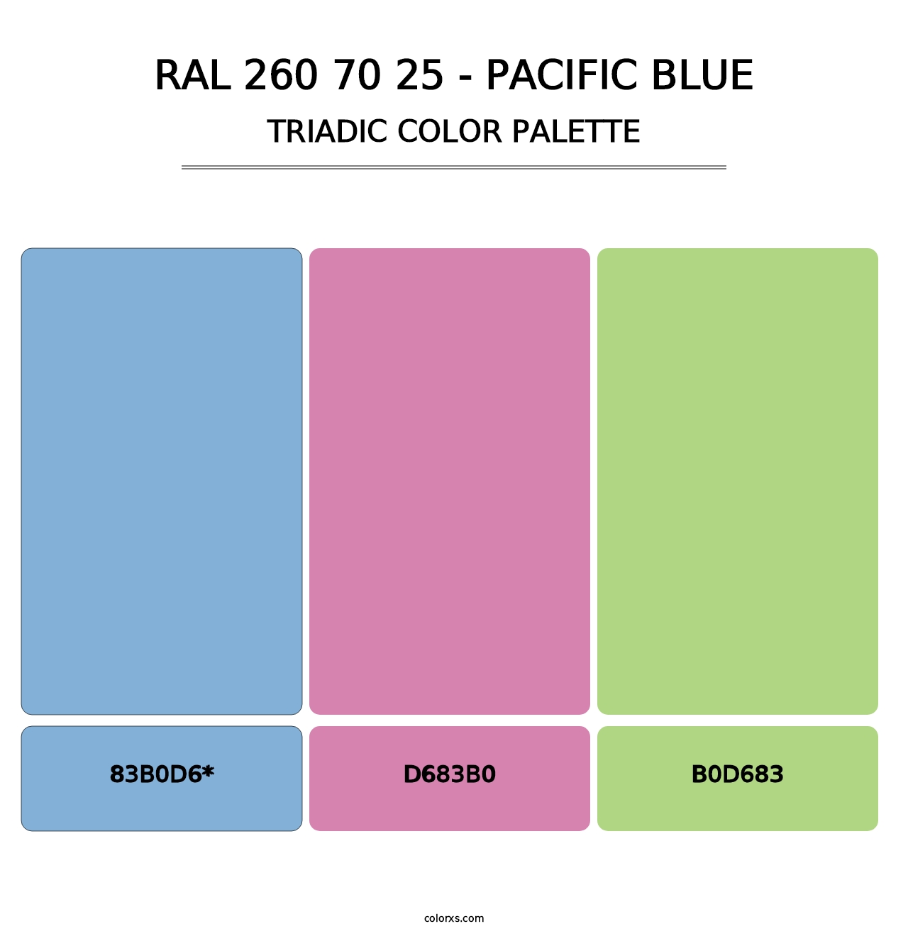 RAL 260 70 25 - Pacific Blue - Triadic Color Palette