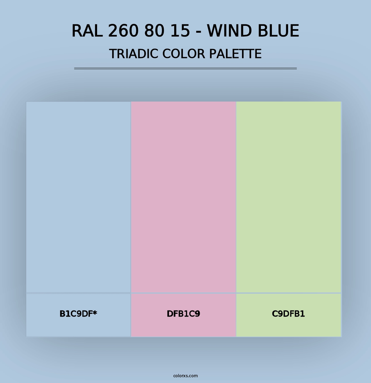 RAL 260 80 15 - Wind Blue - Triadic Color Palette