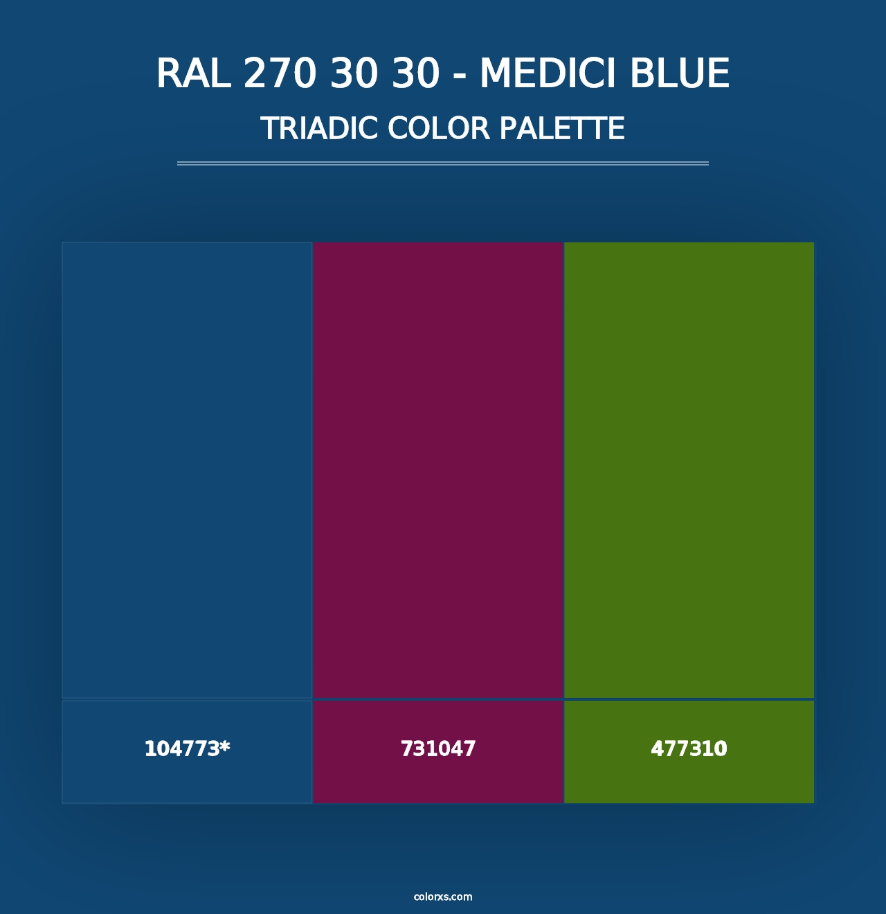 RAL 270 30 30 - Medici Blue - Triadic Color Palette