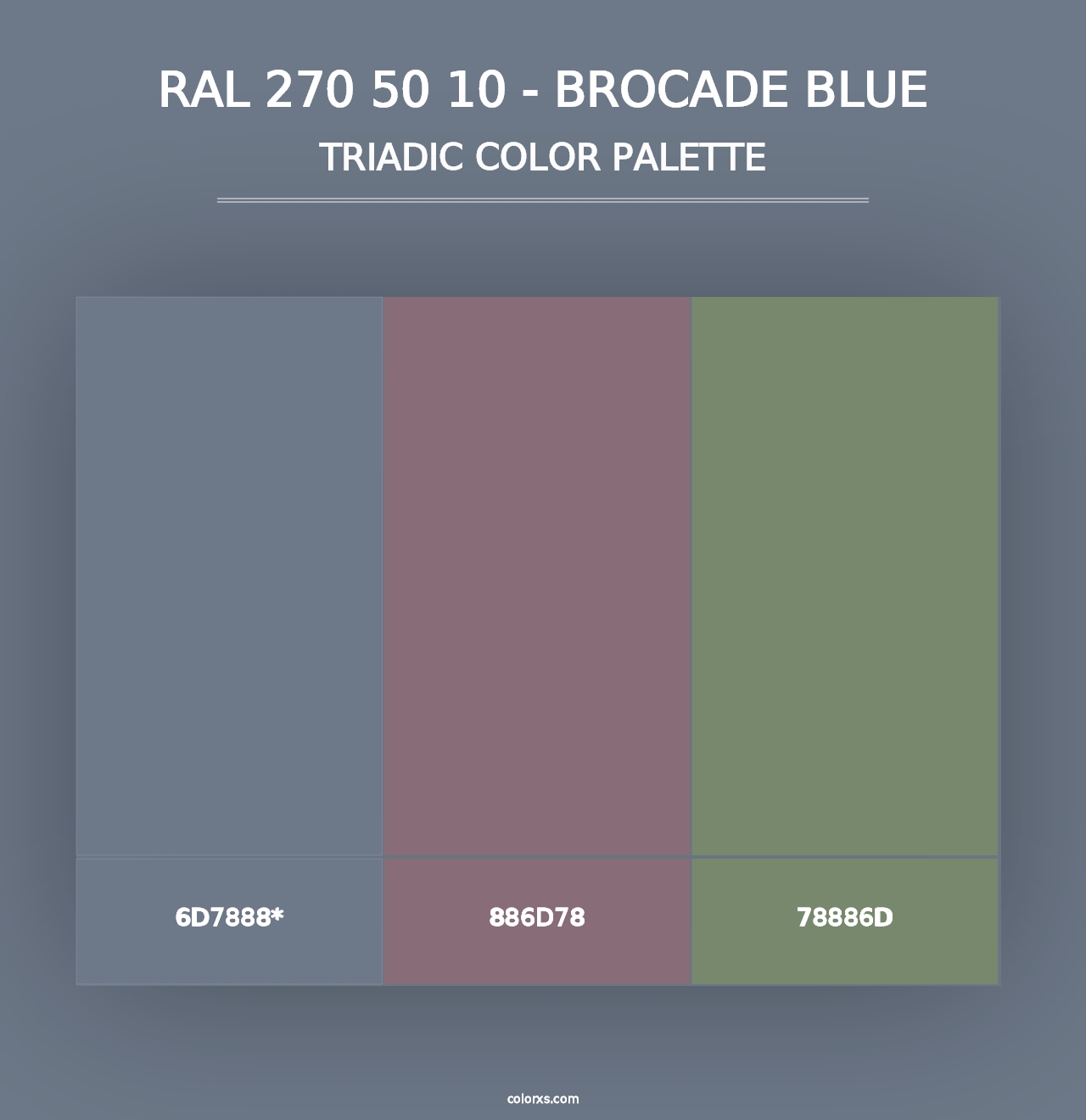 RAL 270 50 10 - Brocade Blue - Triadic Color Palette