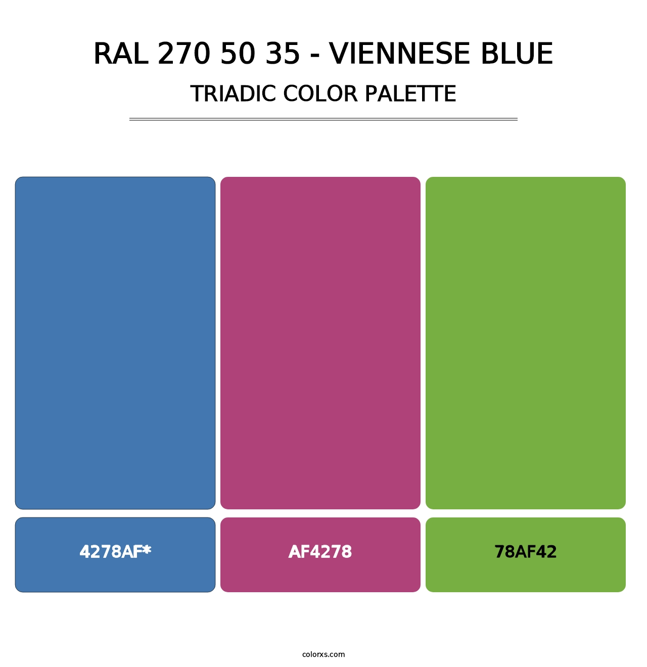 RAL 270 50 35 - Viennese Blue - Triadic Color Palette