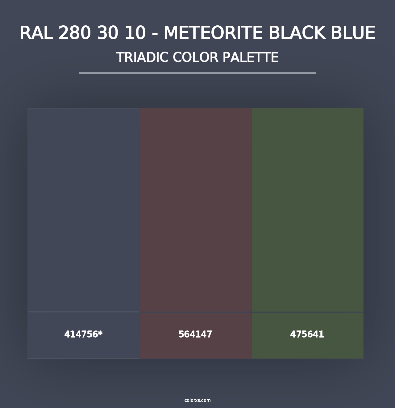 RAL 280 30 10 - Meteorite Black Blue - Triadic Color Palette