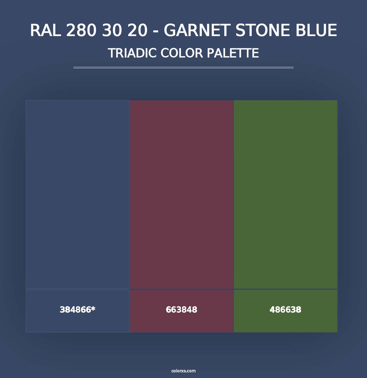 RAL 280 30 20 - Garnet Stone Blue - Triadic Color Palette