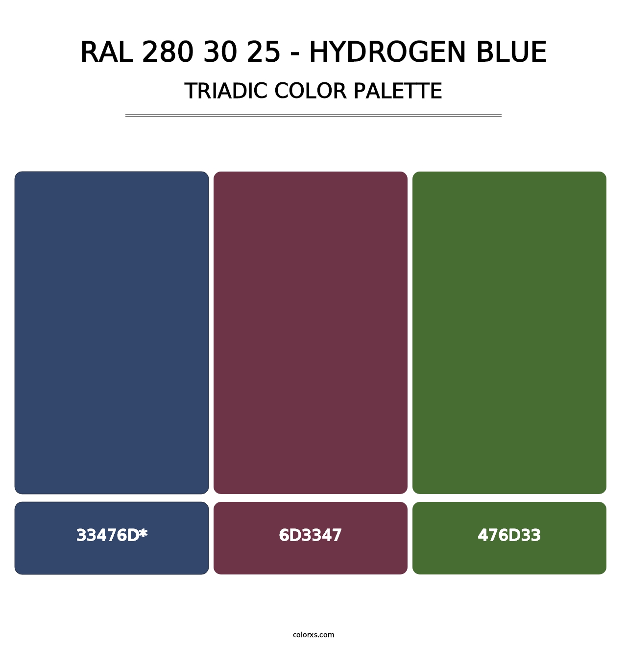 RAL 280 30 25 - Hydrogen Blue - Triadic Color Palette