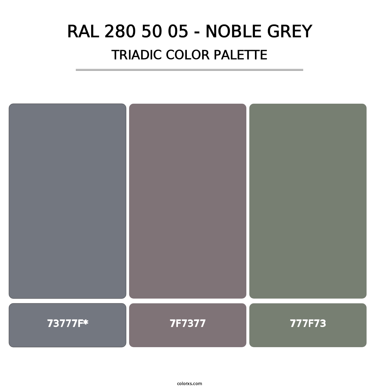 RAL 280 50 05 - Noble Grey - Triadic Color Palette