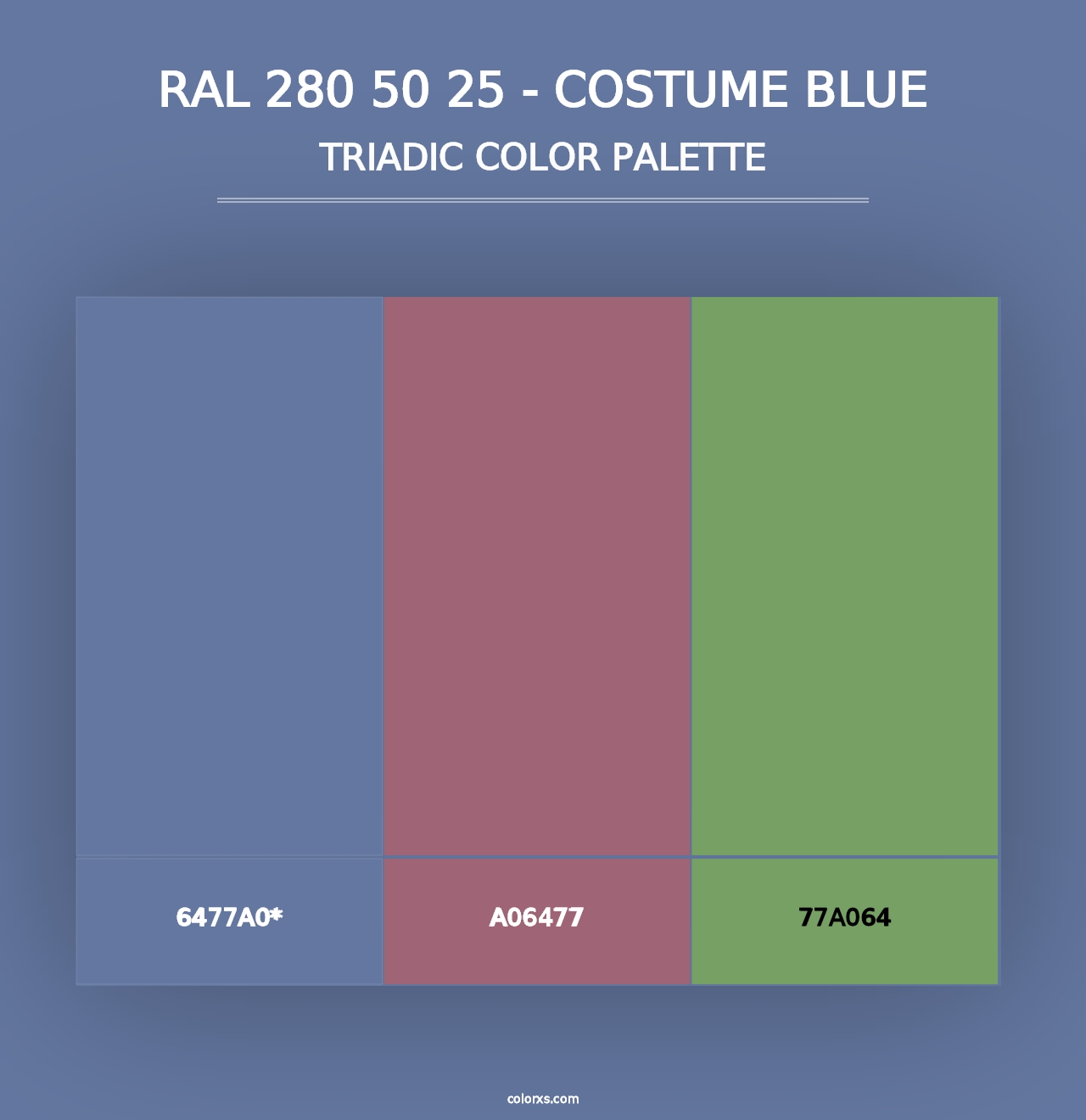 RAL 280 50 25 - Costume Blue - Triadic Color Palette