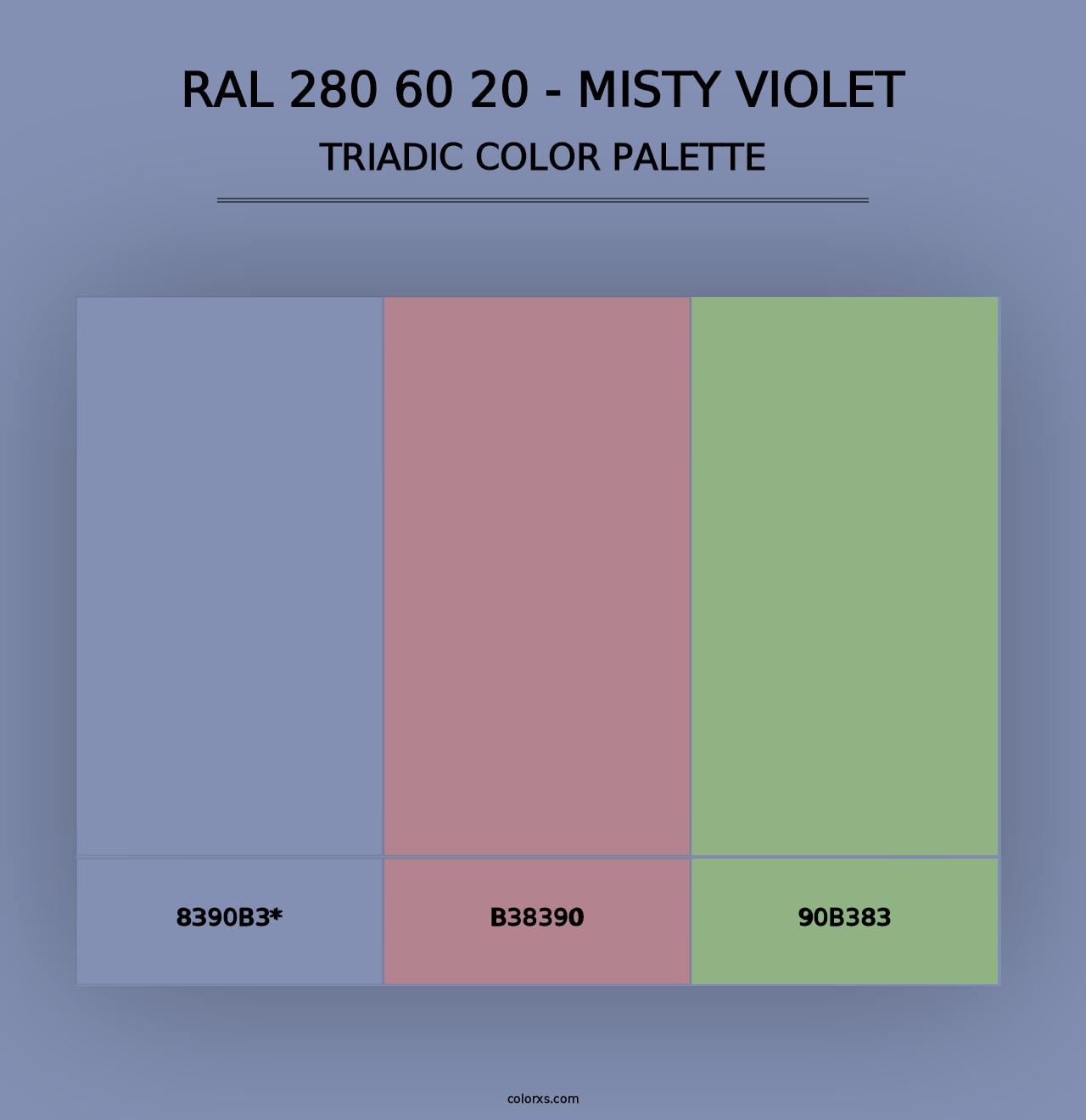 RAL 280 60 20 - Misty Violet - Triadic Color Palette