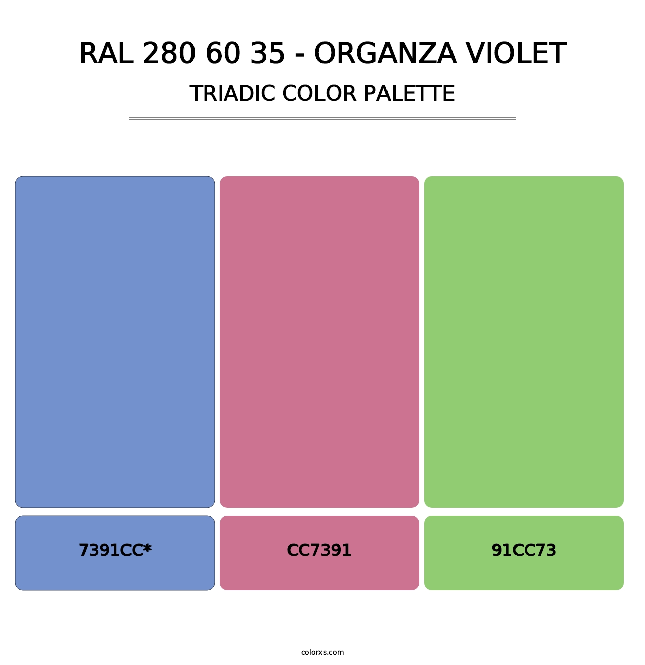 RAL 280 60 35 - Organza Violet - Triadic Color Palette