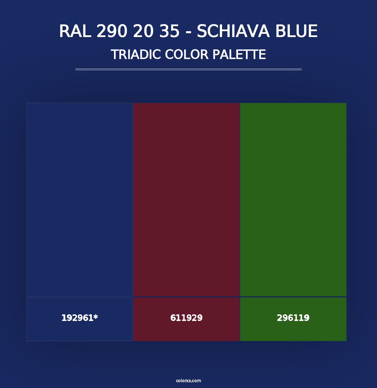 RAL 290 20 35 - Schiava Blue - Triadic Color Palette