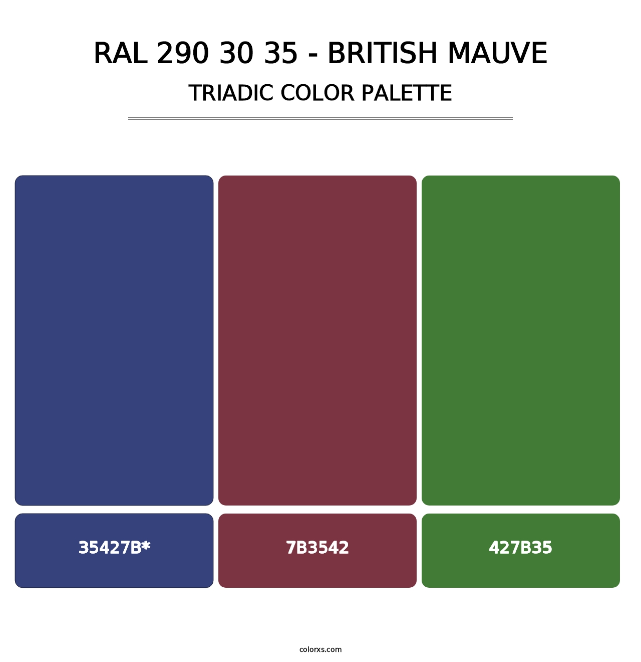 RAL 290 30 35 - British Mauve - Triadic Color Palette